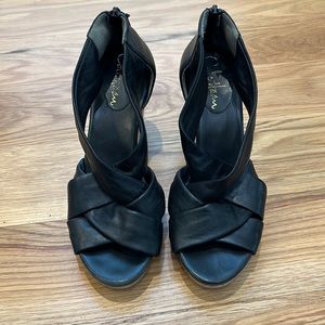 Cole Haan/Nike Air black leather wedges